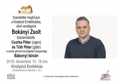 Zenés adventi beszélgetés lesz hétfőn a Királykút Emlékházban Bokányi Zsolttal